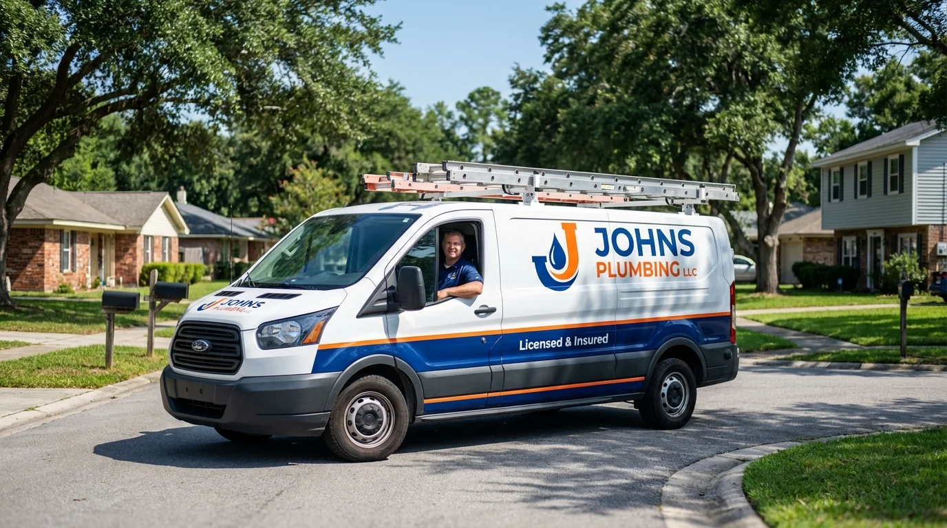 Johns Plumbing LLC service van in Georgetown, DE